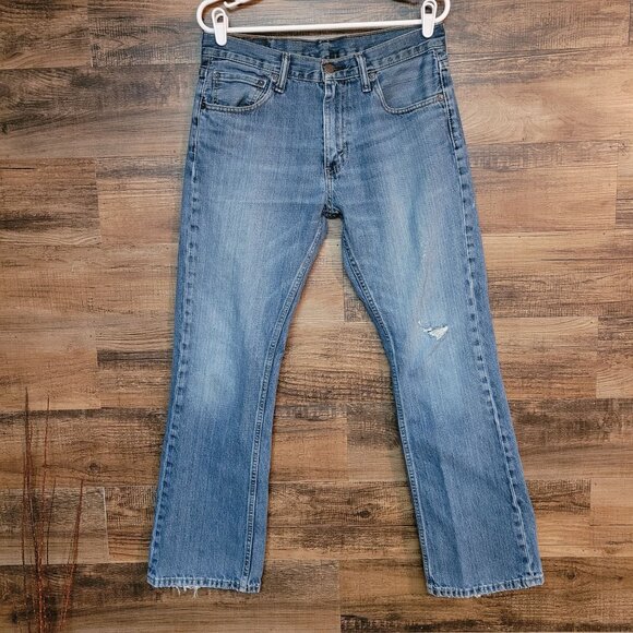 Levi's Jeans 32x30 Slim Bootcut 527 Ripped Medium Light Wash Cotton Western - Picture 1 of 11